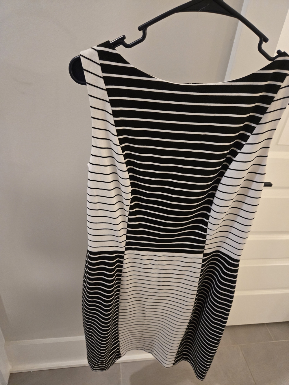 Chaps Black and White Striped Mini Sheath Dress